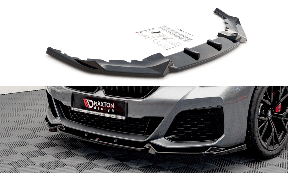 MAXTON DESIGN - Spoiler pod Predný náraznik V.1 vhodné pre BMW 5 G30 Facelift M-Pack , Čierny lesk