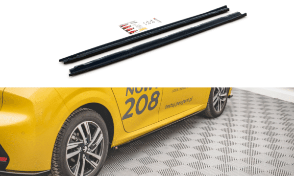 MAXTON DESIGN - Lišty pod prahy Peugeot 208 Mk2 , Čierny lesk