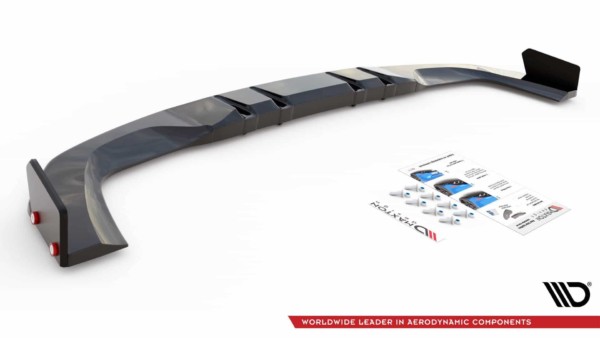 MAXTON DESIGN - Stredový spoiler pod zadný náraznik + Splitre for Mercedes-AMG A45 S , Čierny lesk – Obrázok 5