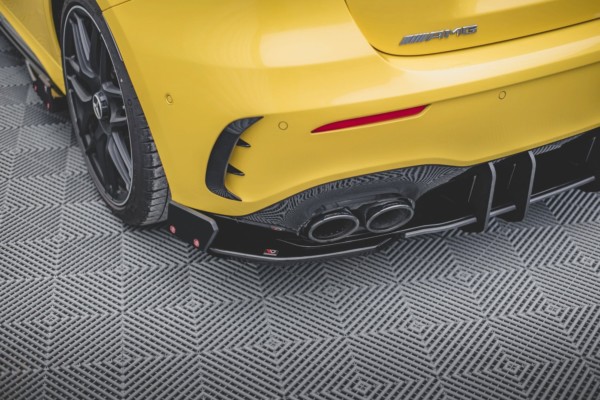 MAXTON DESIGN - Bočné difúzory zadného náraznika + Splitre V.2 Mercedes-AMG A45 S , Čierny lesk – Obrázok 3