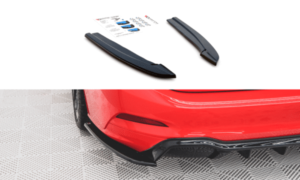MAXTON DESIGN - Bočné difúzory zadného náraznika for V.3 Ford Focus ST-Line Combi Mk4 , Čierny lesk ,