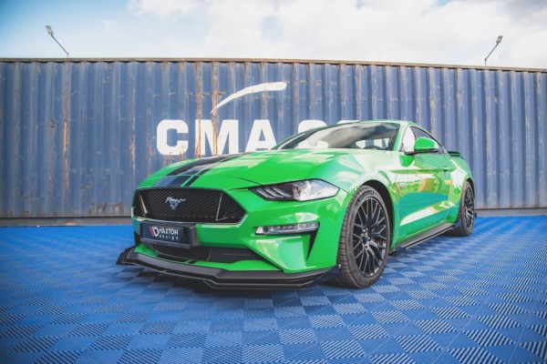 MAXTON DESIGN -  Spoiler pod Predný náraznik   V.1 + Splitre Ford Mustang GT Mk6 Facelift , Black + Gloss Flaps – Obrázok 3