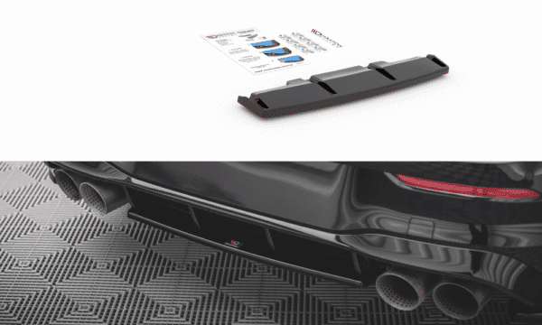 MAXTON DESIGN - Stredový spoiler pod zadný náraznik for Volkswagen Golf R Mk8 , Čierny lesk