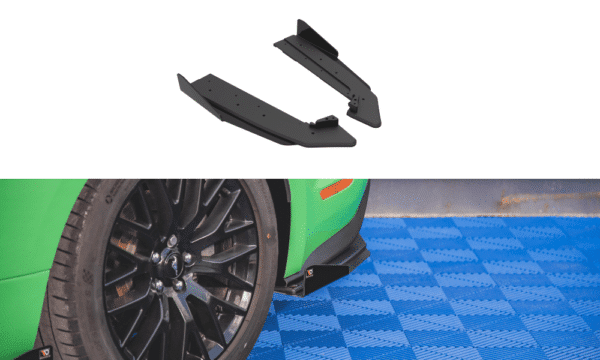 MAXTON DESIGN - Bočné difúzory zadného náraznika V.1 + Splitre Ford Mustang GT Mk6 Facelift , Black + Gloss Flaps