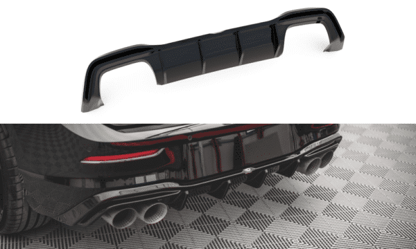 MAXTON DESIGN - Difúzor zadného náraznika  V.2 Volkswagen Golf R Mk8 , Čierny lesk 
 
,