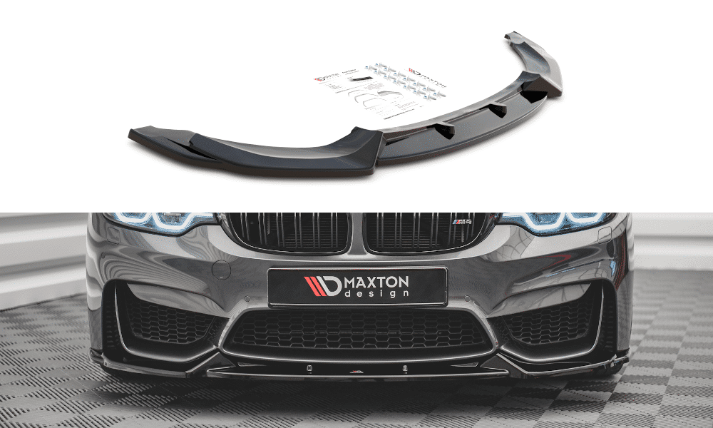 MAXTON DESIGN - Spoiler pod Predný náraznik vhodné pre BMW M4 F82 , Čierny lesk