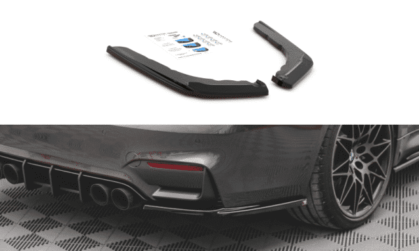 MAXTON DESIGN - Bočné difúzory zadného náraznika V.1 vhodné pre BMW M4 F82 , Čierny lesk ,