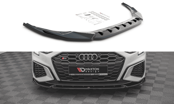 MAXTON DESIGN - Spoiler pod Predný náraznik   V.3 Audi S3 / A3 S-Line 8Y , Čierny lesk