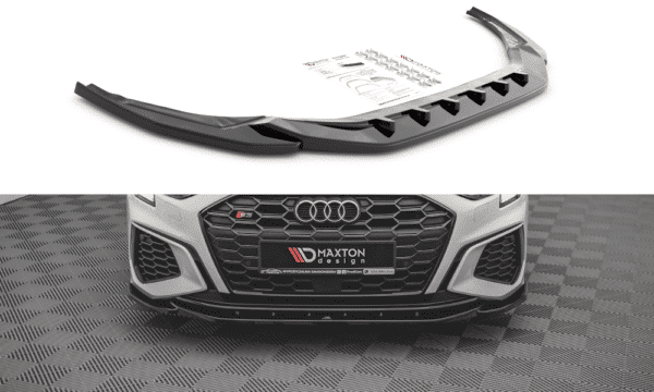 MAXTON DESIGN - Spoiler pod Predný náraznik   V.4 Audi S3 / A3 S-Line 8Y , Čierny lesk