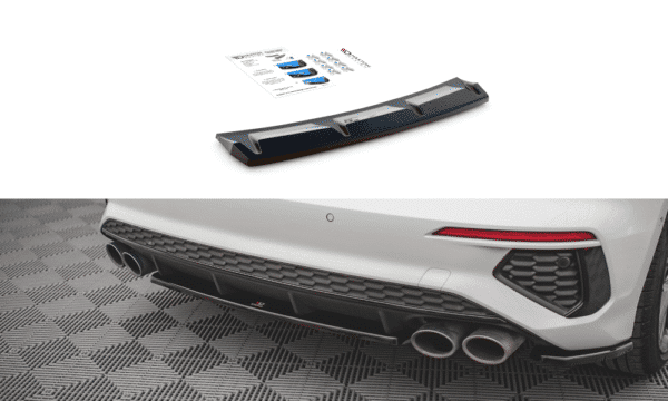 MAXTON DESIGN - Stredový spoiler pod zadný náraznik for Audi S3 8Y , Čierny lesk
