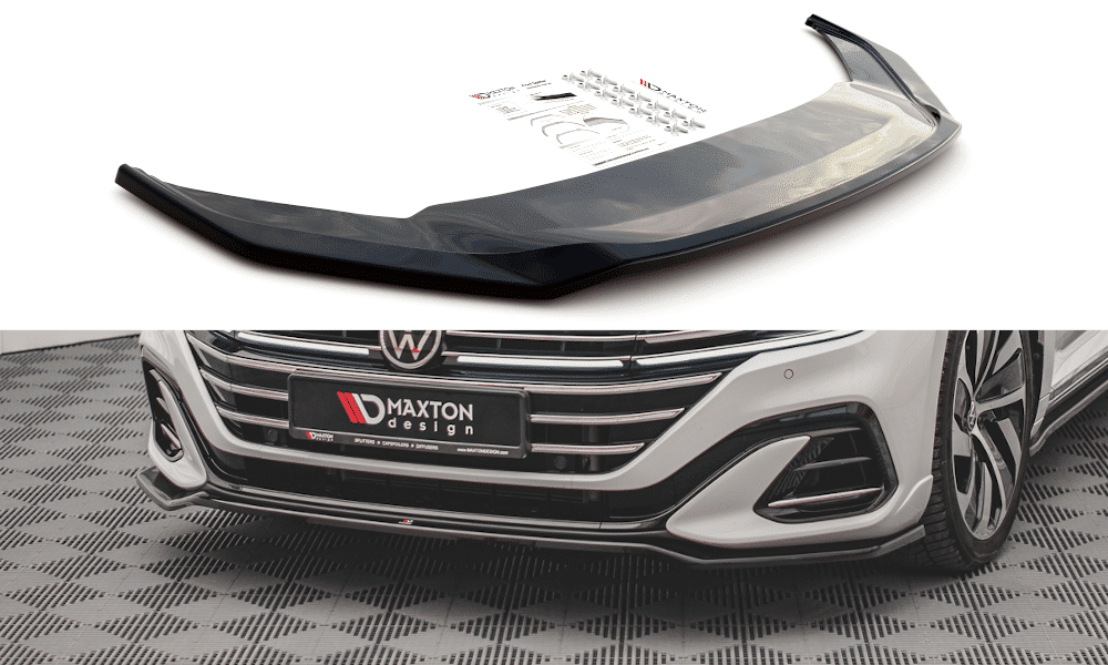 MAXTON DESIGN - Spoiler pod Predný náraznik V.3 Volkswagen Arteon R-Line Facelift , Čierny lesk