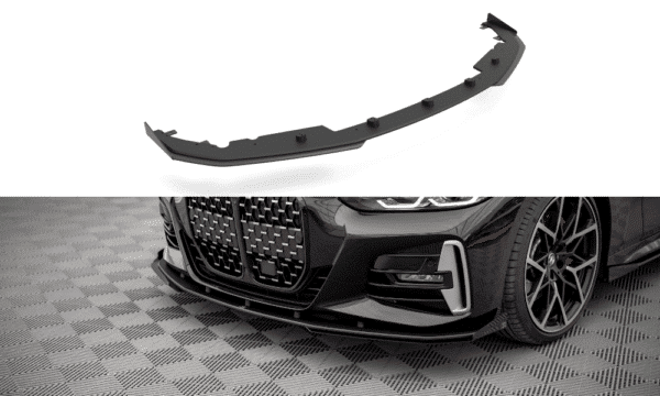 MAXTON DESIGN -  Spoiler pod Predný náraznik   + Splitre vhodné pre BMW 4 M-Pack G22 , Black + Gloss Flaps