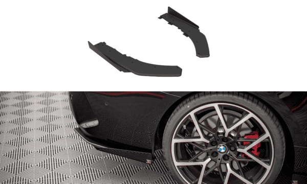 MAXTON DESIGN -  Bočné difúzory zadného náraznika + Splitre vhodné pre BMW 4 M-Pack G22 , Black + Gloss Flaps