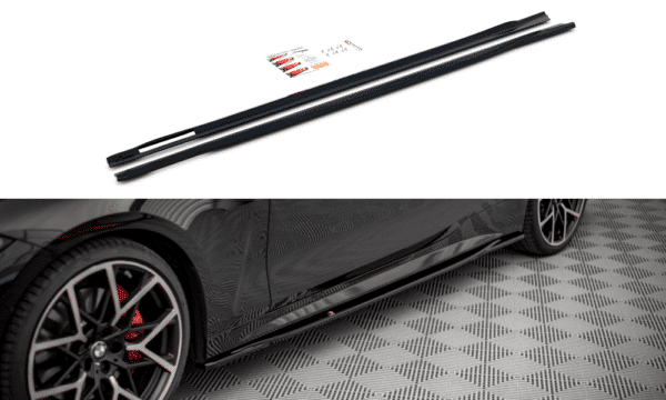 MAXTON DESIGN - Lišty pod prahy V.3 BMW 4 M-Pack G22 , Čierny lesk