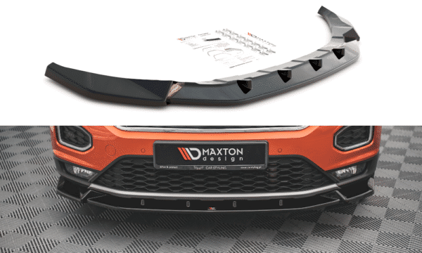 MAXTON DESIGN - Spoiler pod Predný náraznik   V.2 Volkswagen T-Roc Mk1 , Čierny lesk