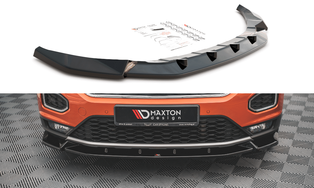 MAXTON DESIGN - Spoiler pod Predný náraznik V.2 Volkswagen T-Roc Mk1 , Čierny lesk