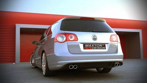 MAXTON DESIGN - Zadný náraznik SPOILER VW PASSAT B6 ( R-LINE LOOK ) 2 VýfukS , Sklené vlákno bez P.U