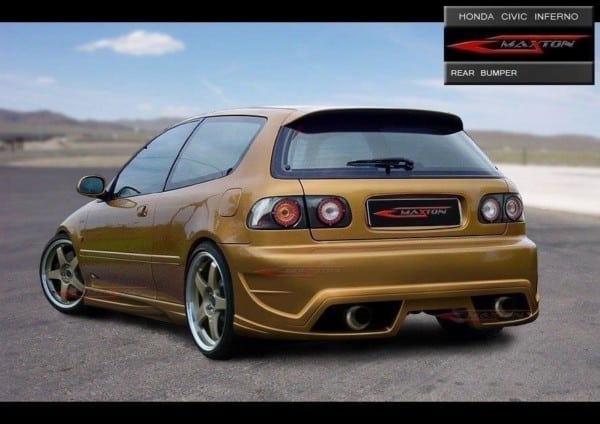 MAXTON DESIGN - Zadný náraznik HONDA CIVIC V HB < INFERNO > , Sklené vlákno v zaklad. nátere