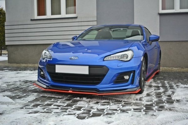 MAXTON DESIGN - Spoiler pod Predný náraznik   V.5 SUBARU BRZ FACELIFT , Čierny lesk  + Red – Obrázok 2