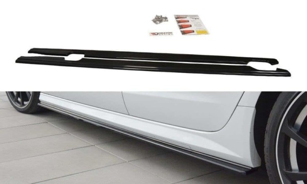 MAXTON DESIGN - Lišty pod prahy Audi A6 C7 S-line/ S6 C7 Facelift , Čierny lesk