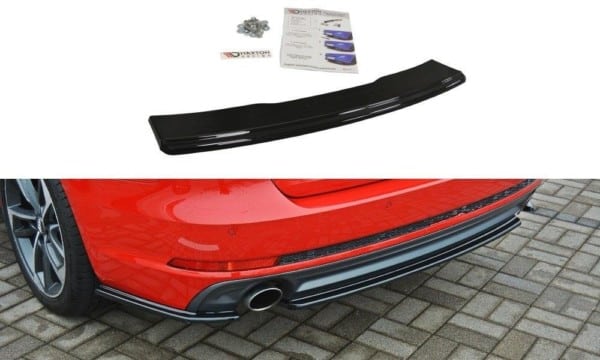 MAXTON DESIGN - Stredový spoiler pod zadný náraznik Audi A4 B9 S-Line , 
Čierny lesk
