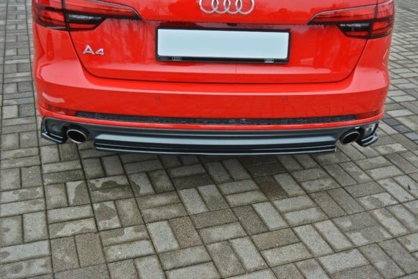MAXTON DESIGN - Stredový spoiler pod zadný náraznik Audi A4 B9 S-Line , 
Čierny lesk – Obrázok 2