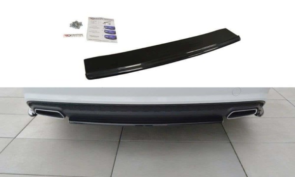 MAXTON DESIGN - Stredový spoiler pod zadný náraznik Audi A6 C7 Avant S-line Facelift , Čierny lesk