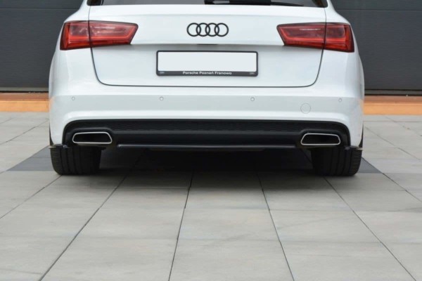 MAXTON DESIGN - Stredový spoiler pod zadný náraznik Audi A6 C7 Avant S-line Facelift , Čierny lesk – Obrázok 2