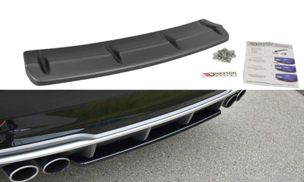MAXTON DESIGN - Stredový spoiler pod zadný náraznik Audi S3 8V FL Hatchback / Sportback / Sedan , Čierny lesk