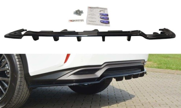 MAXTON DESIGN - Stredový spoiler pod zadný náraznik Lexus RX Mk4 H (with vertical bars) , Čierny lesk Čierny lesk
