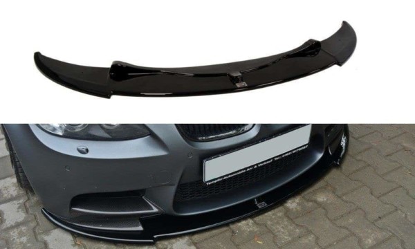 MAXTON DESIGN - Spoiler pod Predný náraznik   vhodné pre BMW M3 E92 / E93 (PREFACE MODEL fits M Performance splitters) , Čierny lesk