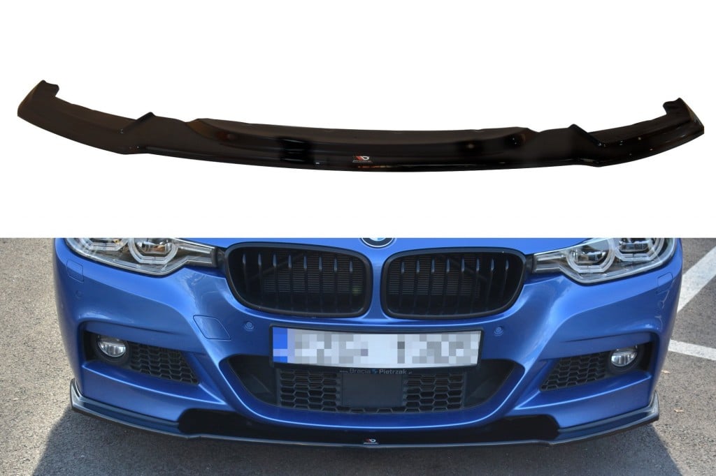 MAXTON DESIGN - Spoiler pod Predný náraznik   vhodné pre BMW 3-SERIES F30 FL SEDAN M-SPORT , Čierny lesk