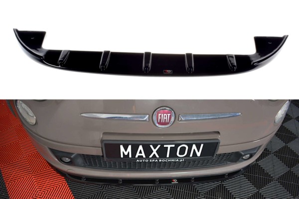 MAXTON DESIGN - Spoiler pod Predný náraznik   V.1 FIAT 500 HATCHBACK PREFACE , Čierny lesk