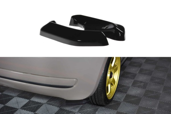 MAXTON DESIGN - Bočné difúzory zadného náraznika FIAT 500 HATCHBACK PREFACE , Čierny lesk