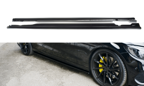 MAXTON DESIGN - Lišty pod prahy MERCEDES- BENZ C43 AMG W205 , Čierny lesk