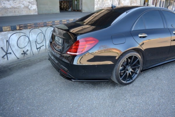 MAXTON DESIGN - Stredový spoiler pod zadný náraznik MERCEDES-BENZ S-CLASS AMG-LINE W222 , Čierny lesk – Obrázok 2