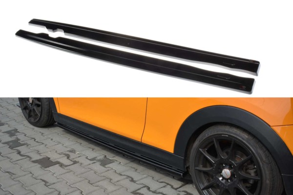 MAXTON DESIGN - Lišty pod prahy MINI COOPER S MK3 PREFACE 3-DOOR (F56) , Čierny lesk