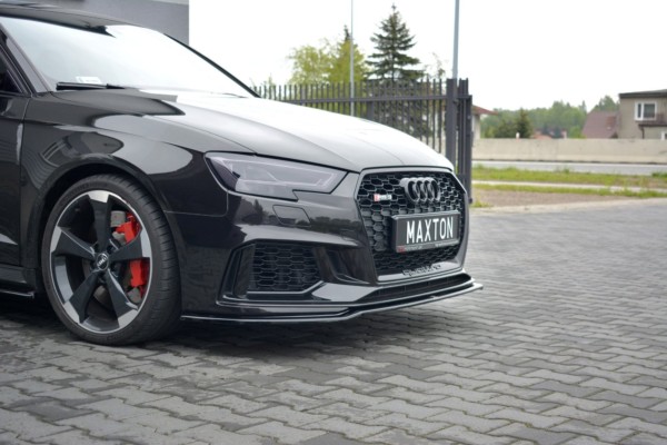 MAXTON DESIGN - Spoiler pod Predný náraznik   V.2 Audi RS3 8V FL Sportback , Čierny lesk – Obrázok 3