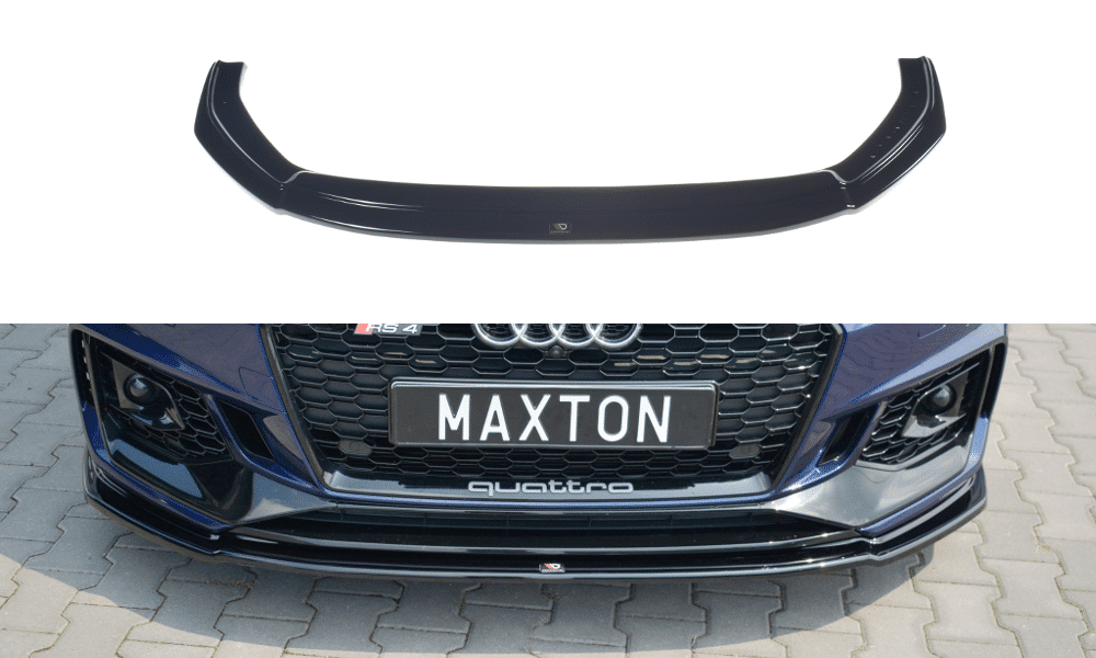 MAXTON DESIGN - Spoiler pod Predný náraznik V.2 Audi RS4 B9 , Čierny lesk