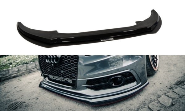 MAXTON DESIGN - Spoiler pod predný náraznik RACING  AUDI A6 C7 S-LINE (2 splitters = 1 set) , ABS+Čierny lesk