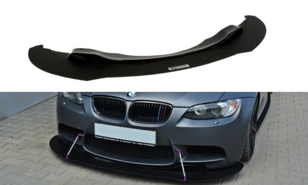MAXTON DESIGN - Spoiler pod predný náraznik RACING  vhodné pre BMW M3 E92 / E93 (PREFACE MODEL) , 867ABS+Čierny lesk
