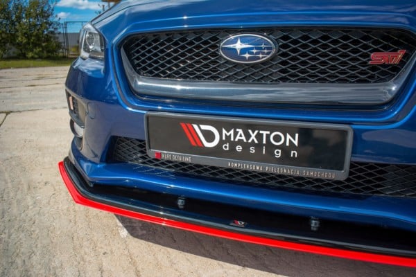 MAXTON DESIGN - Spoiler pod Predný náraznik   V.4 SUBARU  WRX STI , 
Čierny lesk  + Red – Obrázok 4