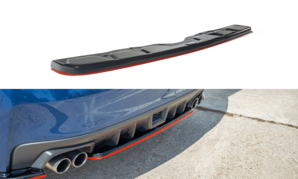 MAXTON DESIGN - Stredový spoiler pod zadný náraznik V.2 SUBARU WRX STI , RED + Čierny lesk