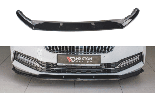 MAXTON DESIGN - Spoiler pod Predný náraznik   V.2 Skoda Superb Mk3 FL , Čierny lesk