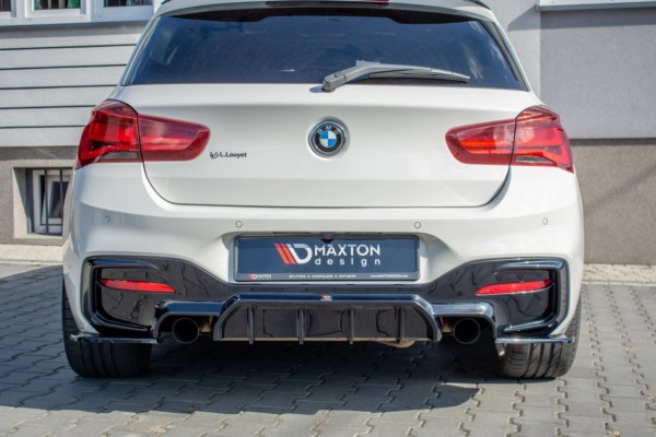 MAXTON DESIGN - Bočné difúzory zadného náraznika vhodné pre BMW 1 F20 Facelift M-power , Čierny lesk – Obrázok 2