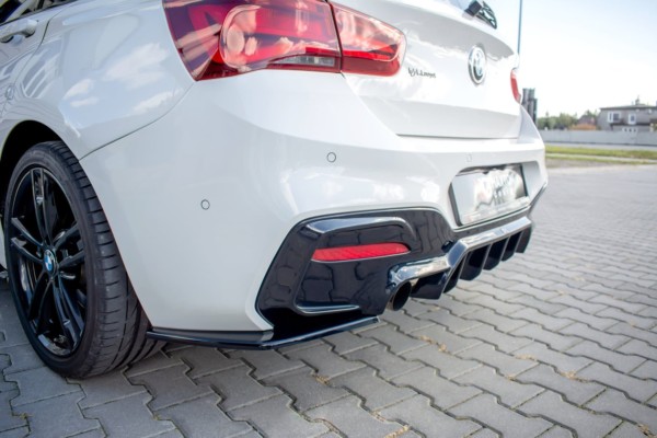 MAXTON DESIGN - Bočné difúzory zadného náraznika vhodné pre BMW 1 F20 Facelift M-power , Čierny lesk – Obrázok 3
