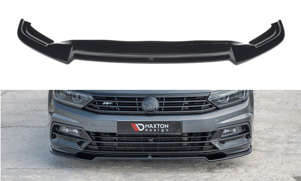 MAXTON DESIGN - Spoiler pod Predný náraznik V.2 Volkswagen Passat R-Line B8 , Čierny lesk