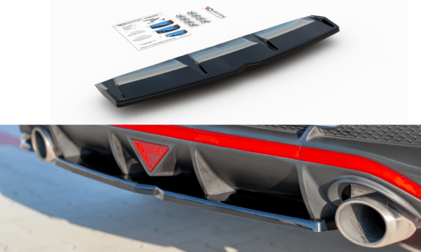 MAXTON DESIGN - Stredový spoiler pod zadný náraznik Hyundai I30 N Mk3 Fastback , Čierny lesk
