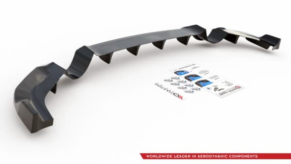 MAXTON DESIGN - Stredový spoiler pod zadný náraznik (with vertical bars) Hyundai I30 N Mk3 Hatchback , Čierny lesk – Obrázok 8