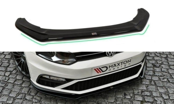 MAXTON DESIGN - Spoiler pod Predný náraznik   v.2 VW POLO MK5 GTI (FACELIFT) , Čierny lesk 
979